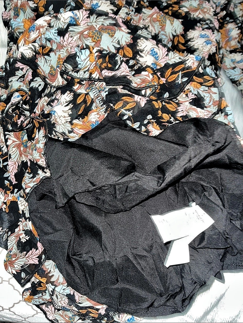Floral Midi Dress in Black & Multicolor Like New - Picture 7 of 10
